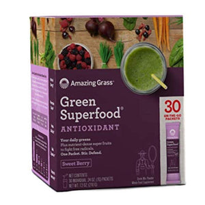 Amazing Grass green superfood sweet berry antioxidant natural organic smoothie | detox cleanse weight loss | elderberry, wheatgrass, and 7 super greens | 30 count packets