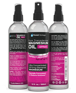 Pure Magnesium Oil Spray - LEAST ITCHY and Highest Potency - ONE 12fl. Oz Transdermal Magnesium Oil - Used for Joint Pain, Sore Muscles, Insomnia, Restless Leg Syndrome, Headaches and more - Made in USA